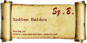 Széles Balázs névjegykártya